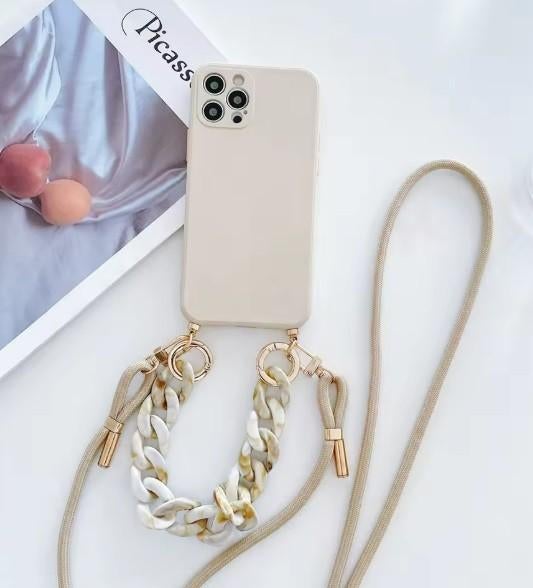 Samsung s10 Hoes Crossbody en ketting. Bruin of wit. Nieuw, Ophalen of Verzenden, Nieuw
