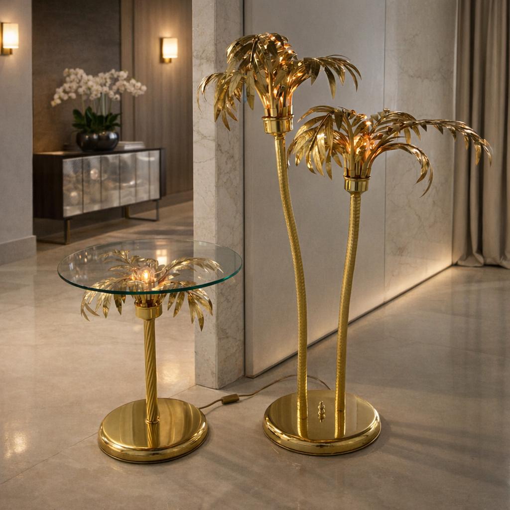 Vintage Hans Kögl tafellamp en bijzettafel 70’s/80’s, Overige materialen, Overige kleuren, 50 tot 75 cm, Ophalen of Verzenden