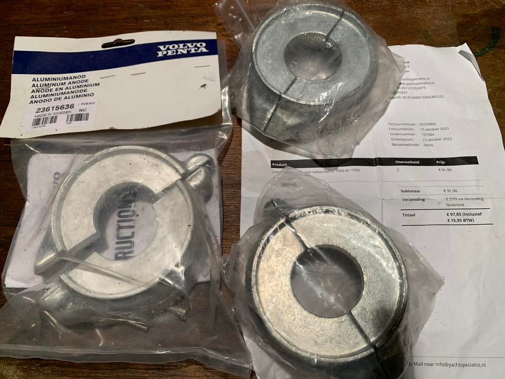 Anodes Volvo Saildrive 130S/150S - 2x Zink, 1x Aluminium, Ophalen of Verzenden, Nieuw, Motor en Techniek, Zeilboot of Motorboot
