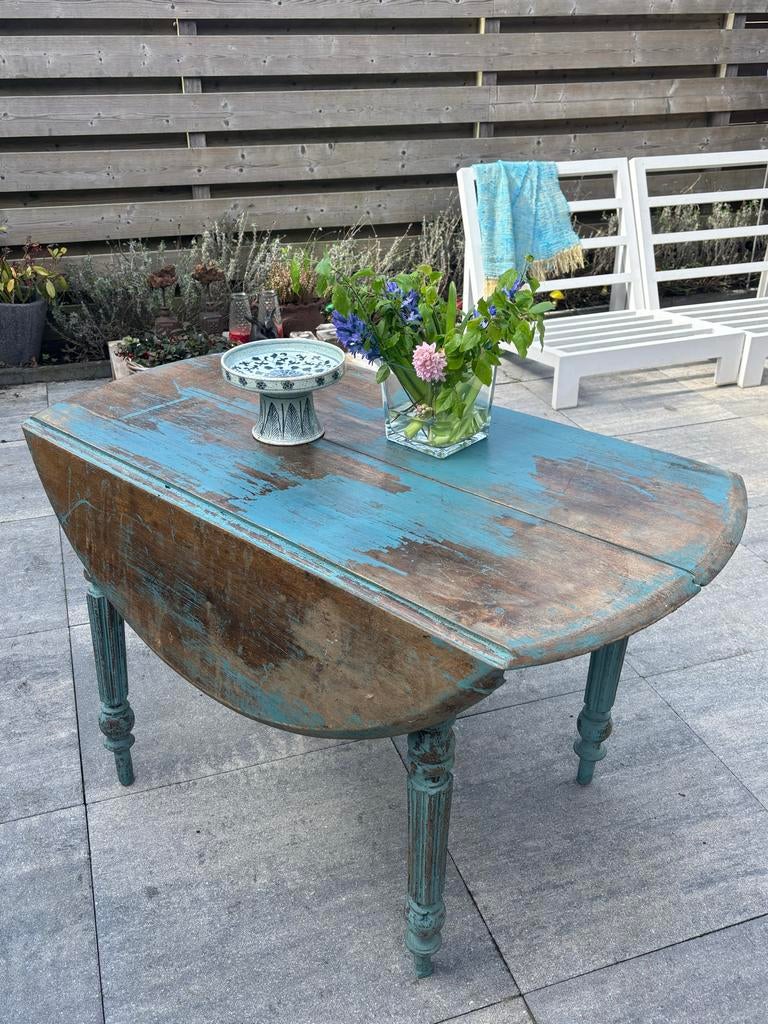 Antieke Hangoortafel Shabby Chic - Diameter 116 cm, Ophalen of Verzenden