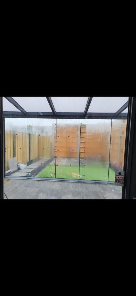 Glazen schuifwanden voor overkapping van 6 meter, Tuin en Terras, Overkappingen, Ophalen