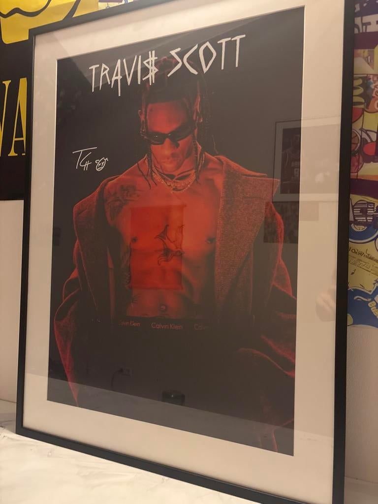 Travis Scott Poster met lijst - 80x60 cm, Verzamelen, Rechthoekig Staand, Met lijst, Deurposter of groter, Ophalen of Verzenden