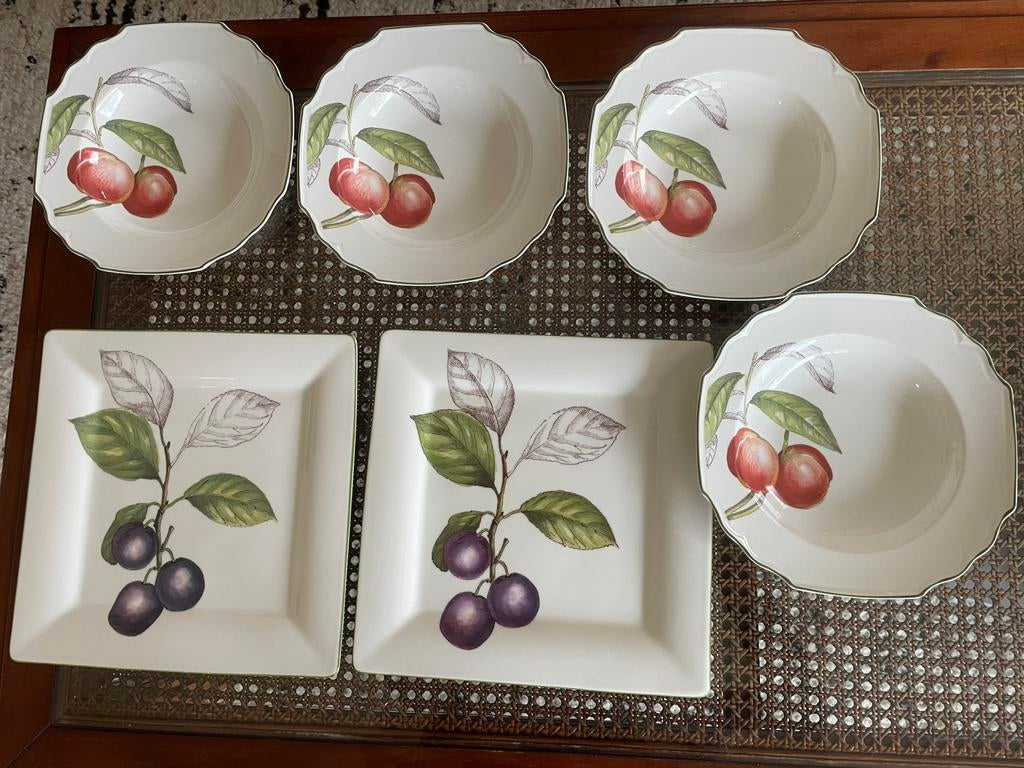 Borden servies Villeroy&Boch met fruit, Ophalen, Zo goed als nieuw, Bord(en), Overige stijlen