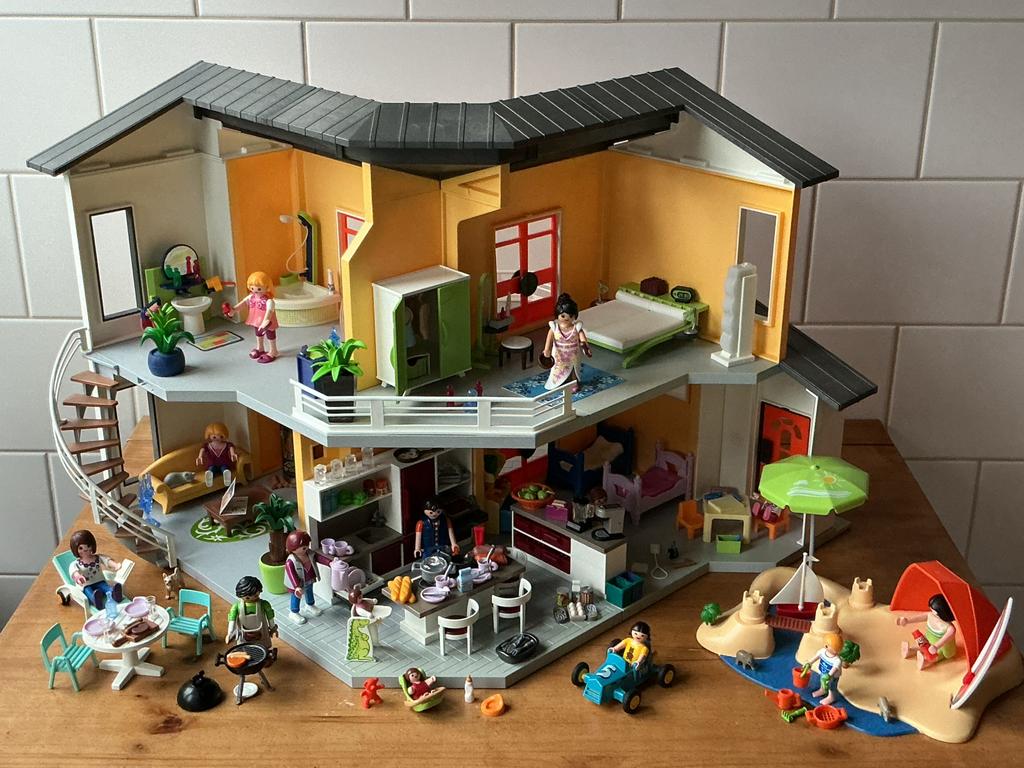 PLAYMOBIL UITGEBREID MODERN WOONHUIS ☕️ 🍰 SUPER LEUK !!, Ophalen of Verzenden, Gebruikt