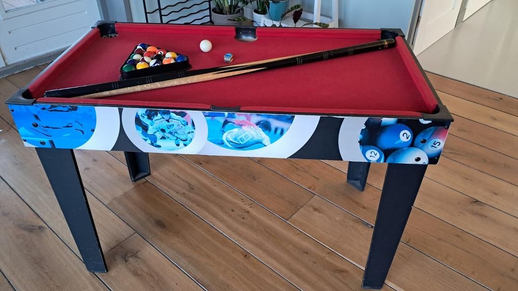 Kleine pooltafel 106x58x68 cm met accessoires, Ophalen, Gebruikt, Pooltafel