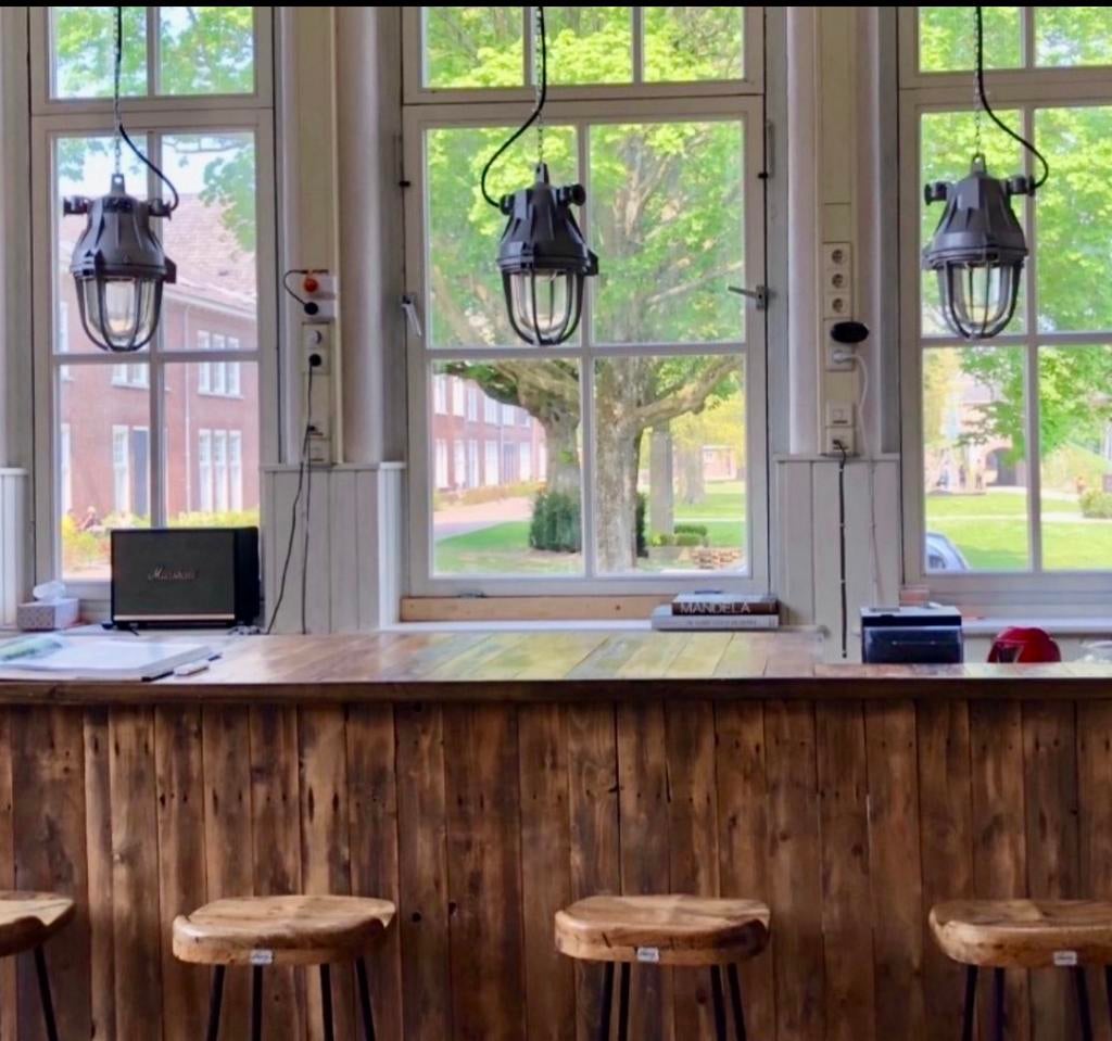 Set van 5 industriele hanglampen - bar/eettafel/horeca, Ophalen, 50 tot 75 cm, Zo goed als nieuw, Metaal