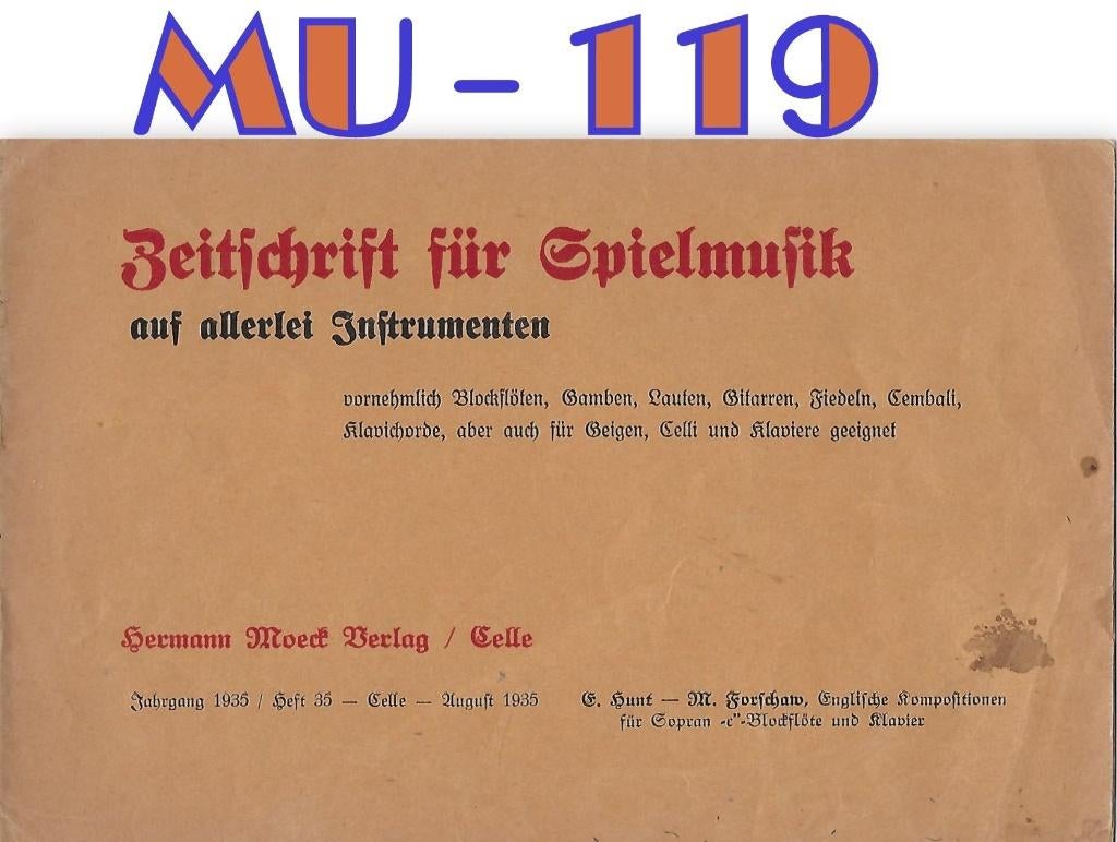 MU-119 Blokfluit bladmuziek --oud muziek tijdschrift, Gebruikt, Klassiek, Ophalen of Verzenden, Blokfluit