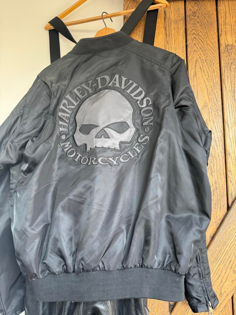 Harley-Davidson jas met doodshoofd op de rug, Motoren, Ophalen of Verzenden, Tweedehands, Jas | leer