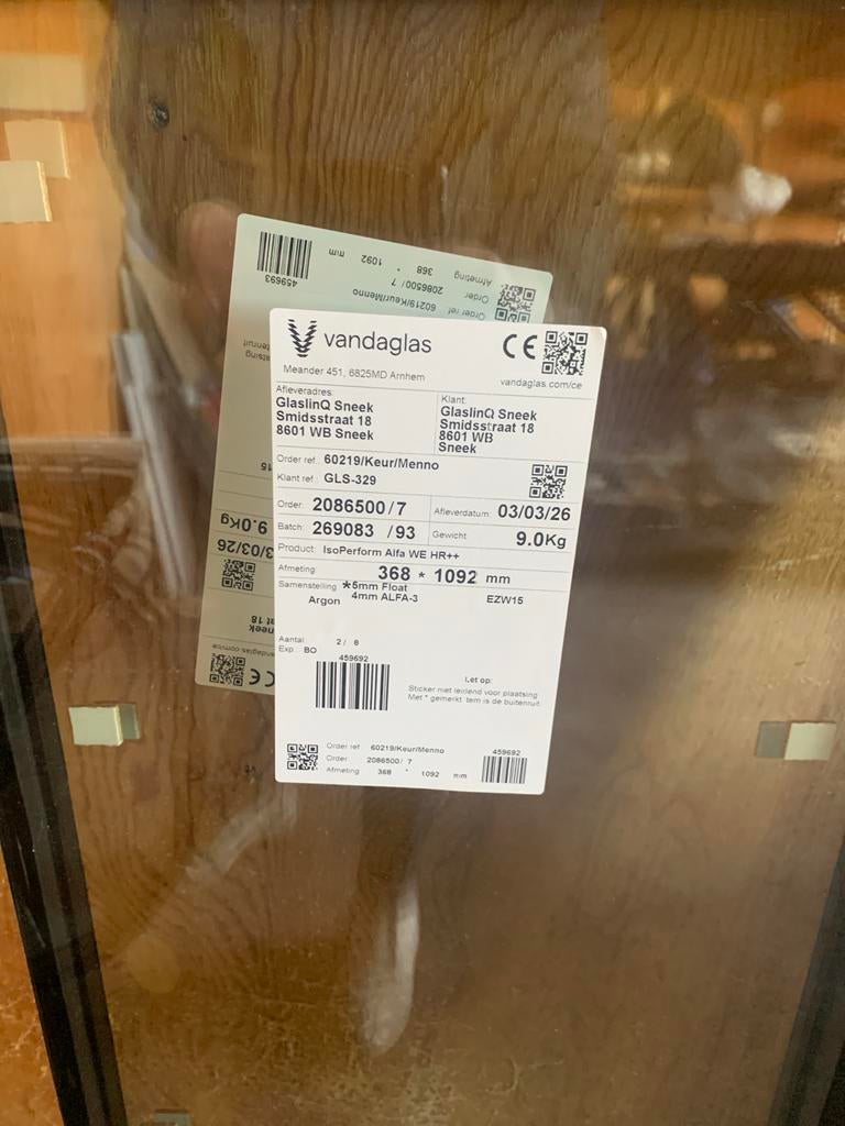 Vandaglas IsoPerform Alfa WE HR++ glas, Ophalen, Gevelraam of Ruit, Minder dan 80 cm, 80 tot 120 cm