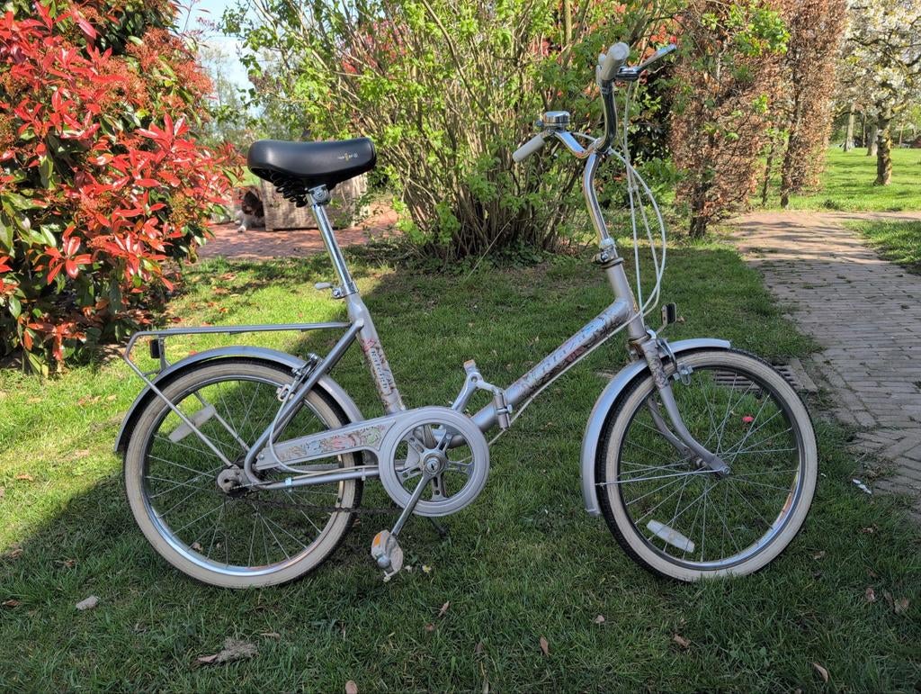 Vintage! Raleigh vouwfiets, zilverkleurig met bagagedrager, Fietsen en Brommers, 20 inch of meer, Gebruikt, Versnellingen, Ophalen