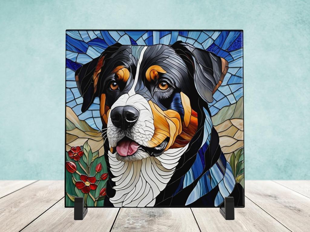 Appenzeller Sennenhond Glas in Lood tegel incl houder, Ophalen of Verzenden, Nieuw