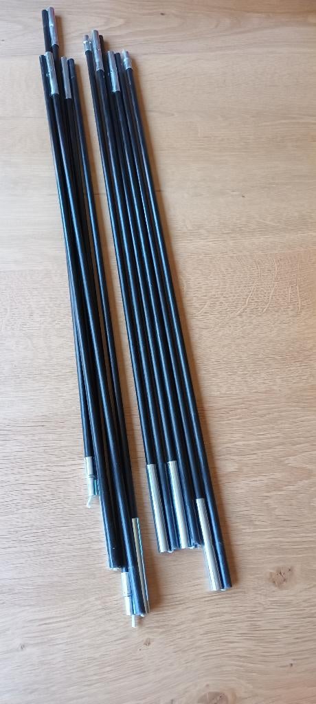 2 zes delige Fiber tentstokken met elastiek. 315 en 320 cm., Ophalen of Verzenden, Gebruikt