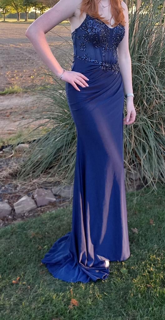 Prachtige galajurk pink boom maat L, Ophalen, Zo goed als nieuw, Roze, Galajurk