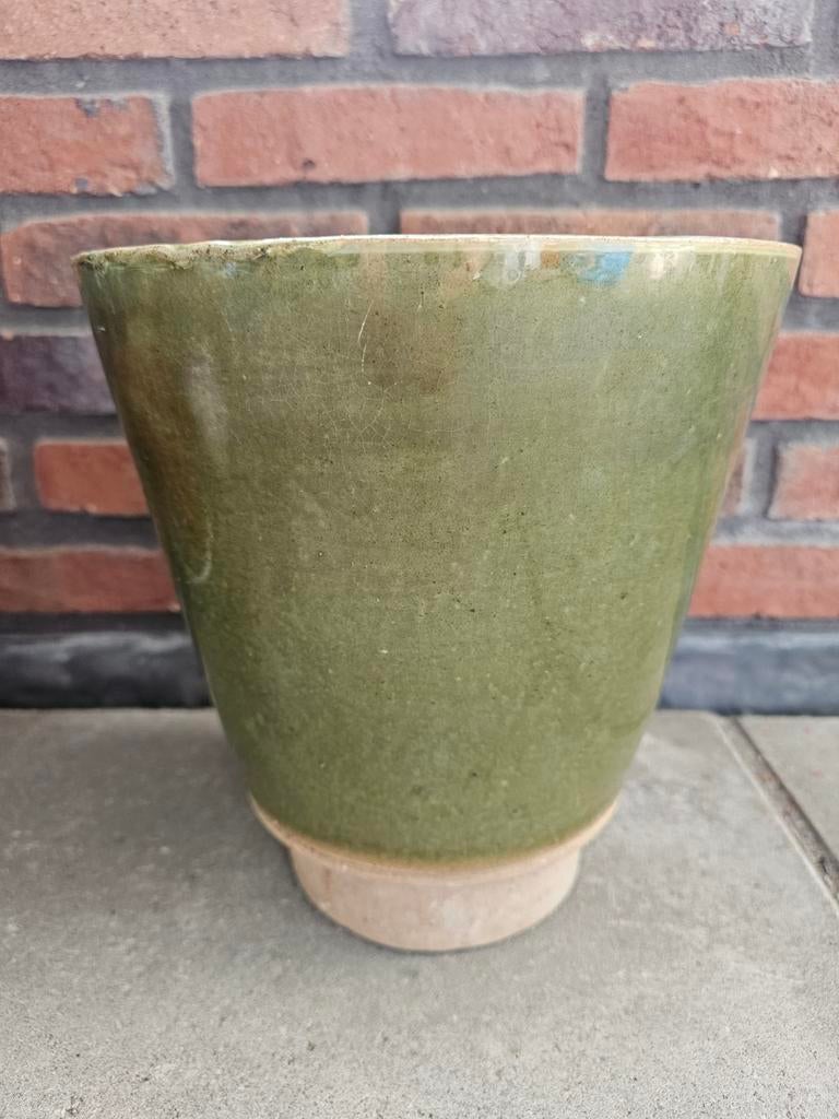 Mooie groene terracotta bloempot - perfecte staat!, Tuin en Terras, Bloempotten, Ophalen, Zo goed als nieuw, Terracotta