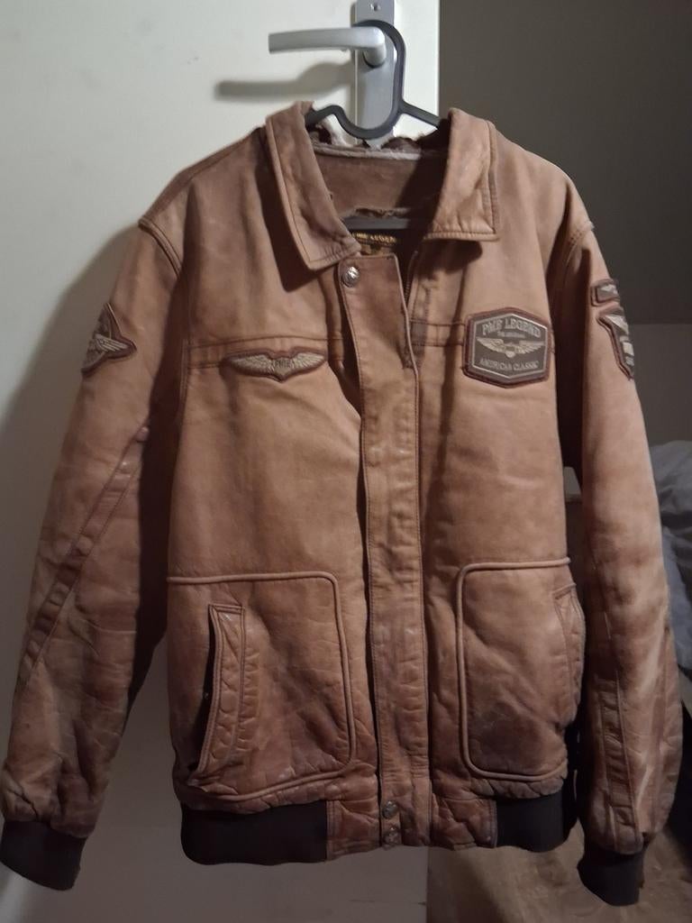 Pme leren hudson jas, Ophalen, Zo goed als nieuw, Maat 56/58 (XL), Bruin