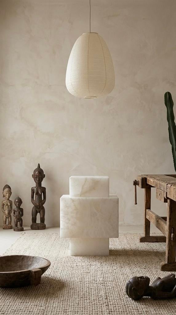 Minimalistisch design object van wit doorzichtig onyx, Ophalen of Verzenden