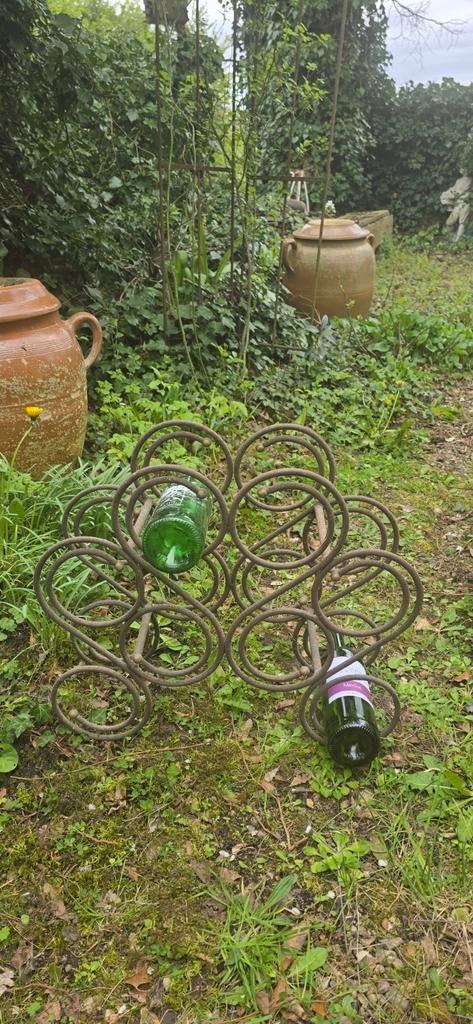 Oud Frans metalen wijnrek 8 flessen, Ophalen of Verzenden