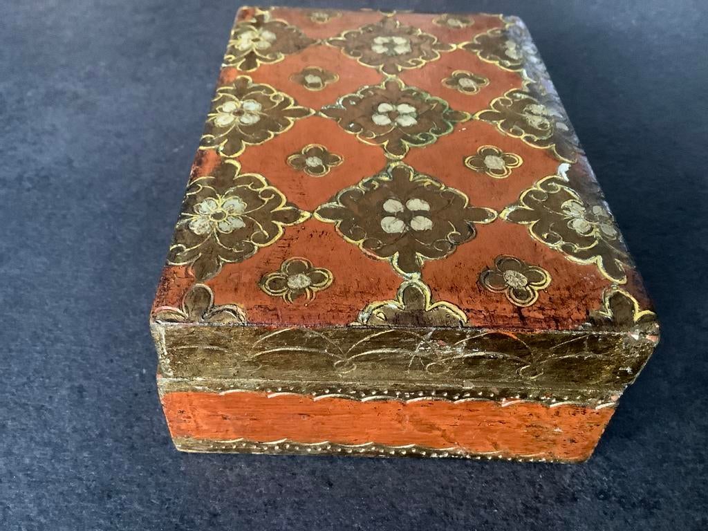 Vintage Italiaans Houten Doosje met Patronen, Ophalen of Verzenden