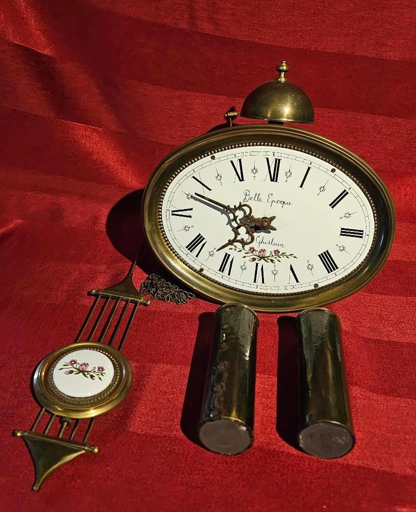 B- pendule, emaille wijzerplaat metalen kast, Antiek en Kunst, Antiek | Klokken, Ophalen of Verzenden