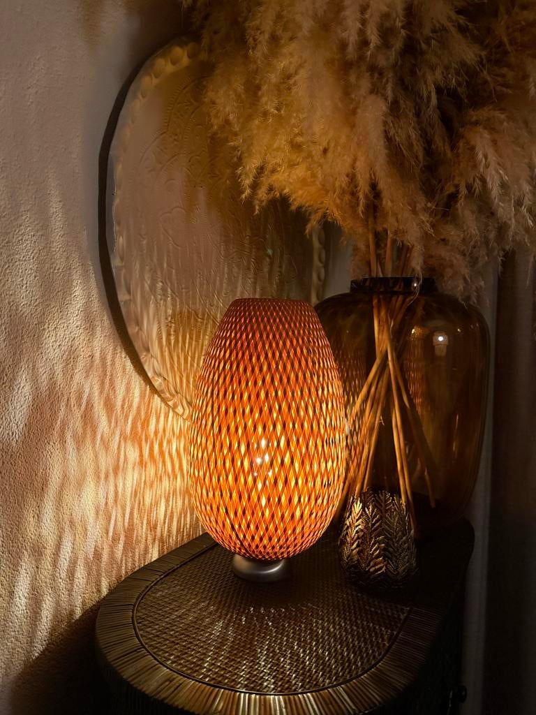 IKEA Boja tafellamp sfeer boho stijl, Ophalen of Verzenden, Zo goed als nieuw, Hout, Minder dan 50 cm