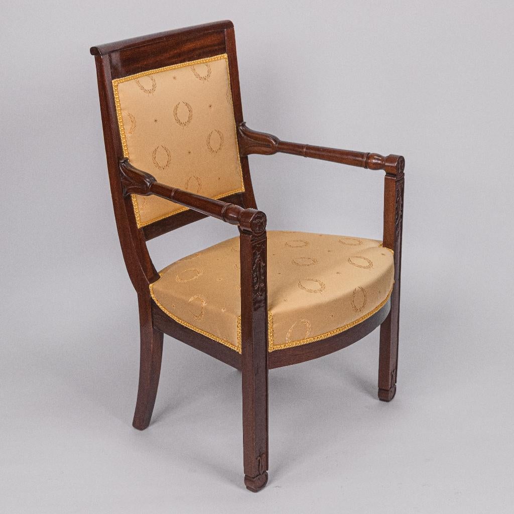 Empire stoel met zijden bekleding, Antiek en Kunst, Ophalen