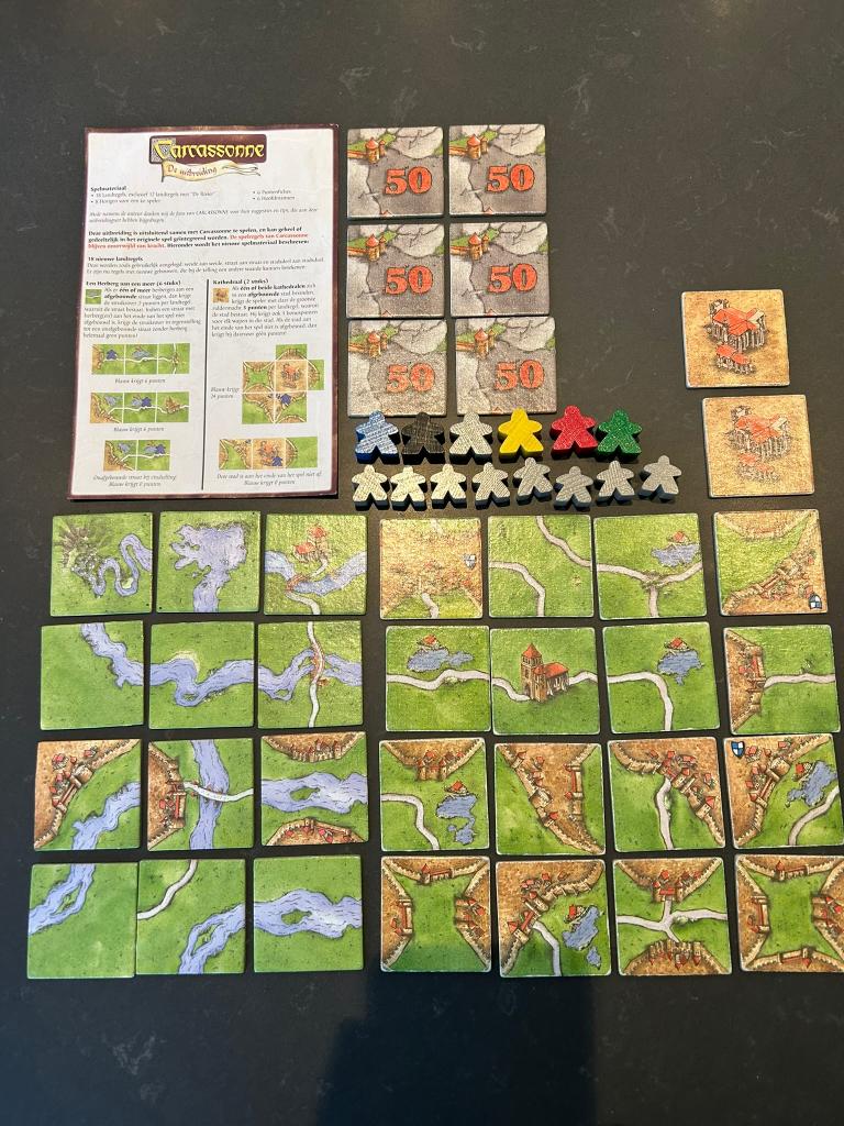 Carcassonne - De Uitbreiding inclusief Rivier, Hobby en Vrije tijd, Gezelschapsspellen | Bordspellen, Vijf spelers of meer, Ophalen of Verzenden