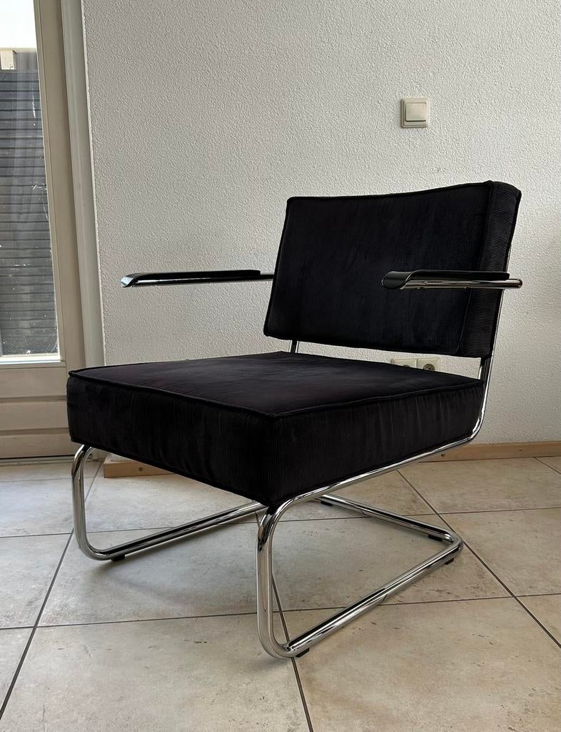Zuiver Ridge fauteuil(s) | zwart stof | chroom | set of los, Ophalen, 75 tot 100 cm, Zo goed als nieuw, Stof