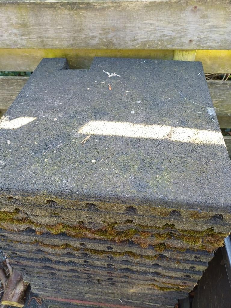 Rubberen tegels voor terras of speelplaats, Tuin en Terras, Tegels en Klinkers, Ophalen, Gebruikt, Rubber, Overige typen