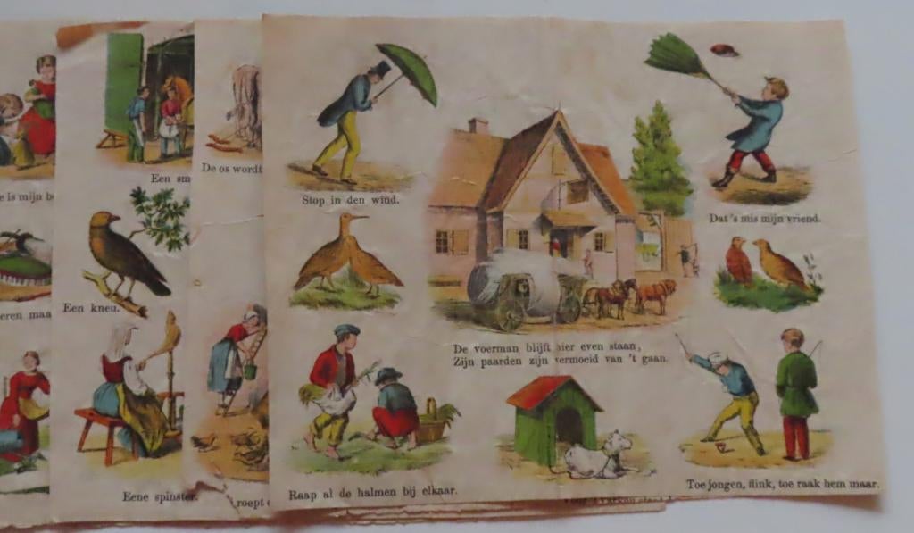 Uit inboedel: 4 Antieke Cents Prenten, 15,5 cm bij 17,5 cm, Verzenden