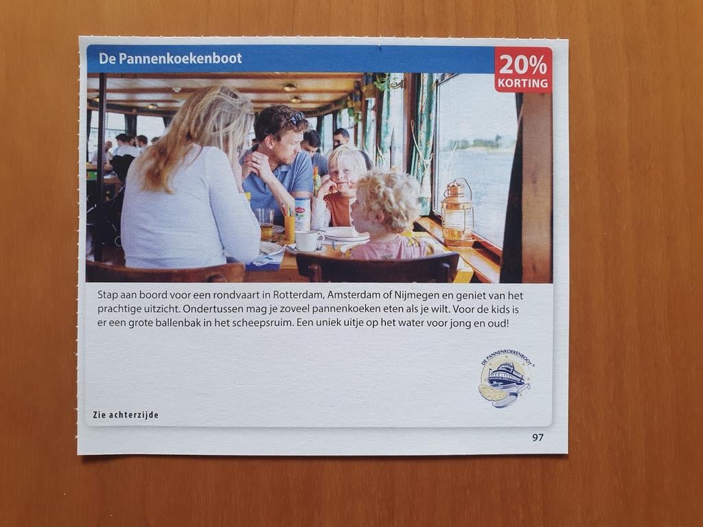 De Pannenkoekenboot 20% korting maximaal 4 personen, Tickets en Kaartjes, Drie personen of meer, Kortingsbon, Overige typen