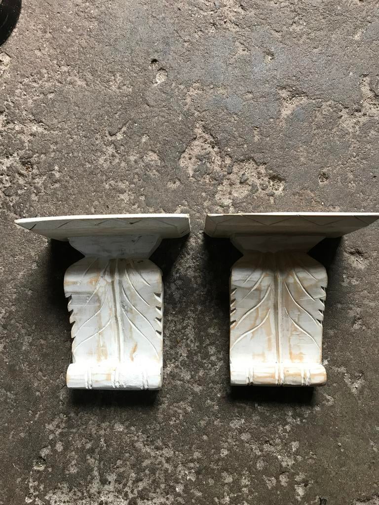 2 Brocante houten wandconsole, Ophalen of Verzenden