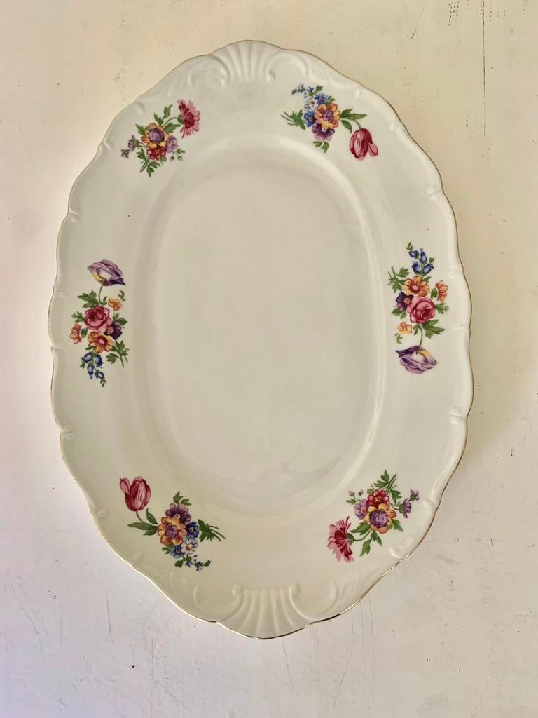 Antieke Tsjechië Schaal met Bloemmotieven Haas & Czjzek, Ophalen of Verzenden