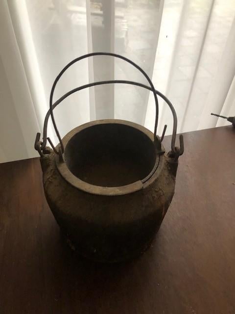 Bruikbare Gietijzeren antieke lijmpot, Au bain marie, Ophalen of Verzenden