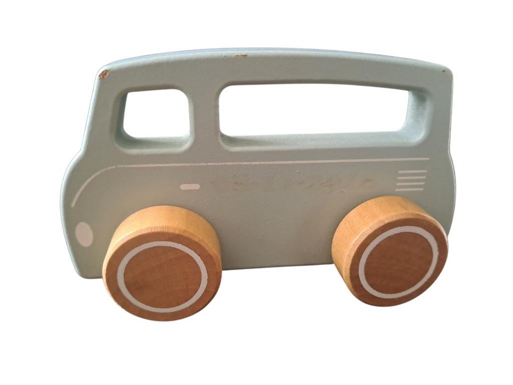 Little Dutch lichtblauwe houten bus., Kinderen en Baby's, Speelgoed | Houten speelgoed, Ophalen of Verzenden, Zo goed als nieuw
