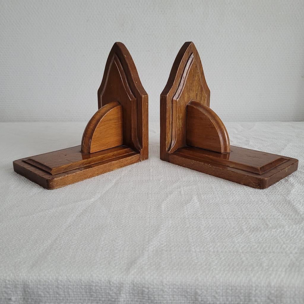 2 art deco Amsterdamse school stijl boekensteunen, Antiek en Kunst, Curiosa en Brocante, Ophalen of Verzenden