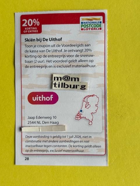 Skiën bij De Uithof 20% korting op entree, Tickets en Kaartjes, Drie personen of meer, Kortingsbon, Overige typen