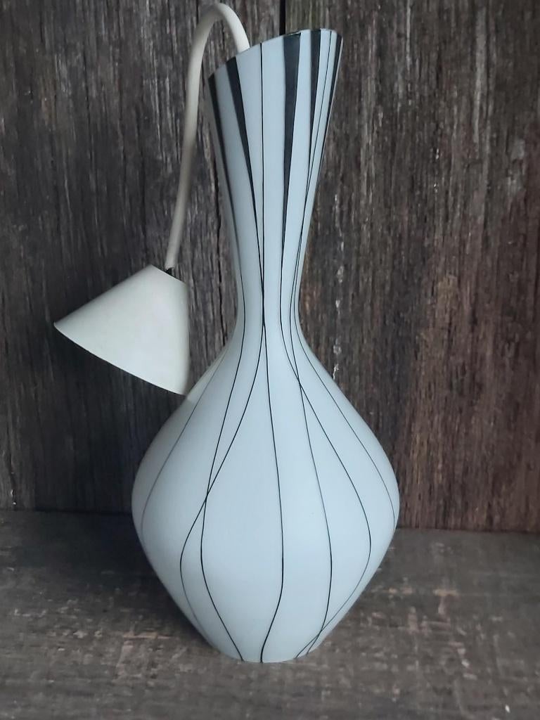 Vintage Zwart wit melk glazen design hanglamp jaren '50, Huis en Inrichting, Lampen | Hanglampen, Ophalen of Verzenden, Zo goed als nieuw