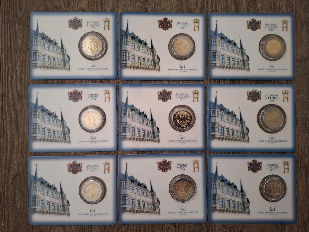 2 Euro Maxi-Coincards Luxemburg 2006 t/m 2025 BU-Uitgiftes, Ophalen of Verzenden, Luxemburg, 2 euro