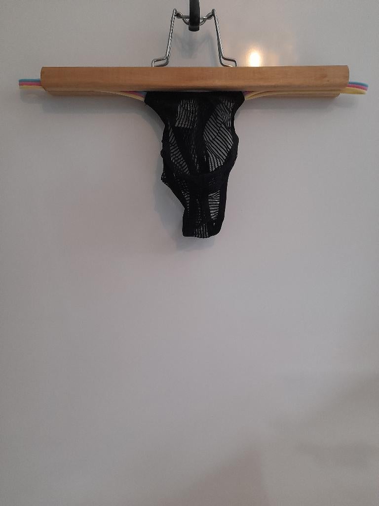 Zwarte heren string maat M, Verzenden, Zwart, Slip