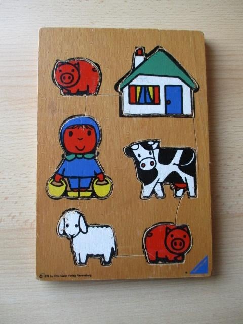 Dick Bruna houten legpuzzel 1976 Boerderij 26.5x18cm, Ophalen of Verzenden, Gebruikt