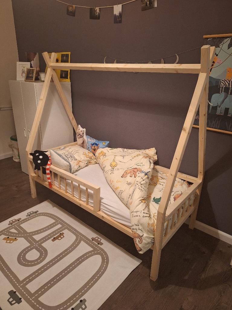 Kinderbed/peuterbed/tipibed 160x70 op maat gemaakt, Gebruikt, 70 tot 85 cm, 160 tot 180 cm, Ophalen