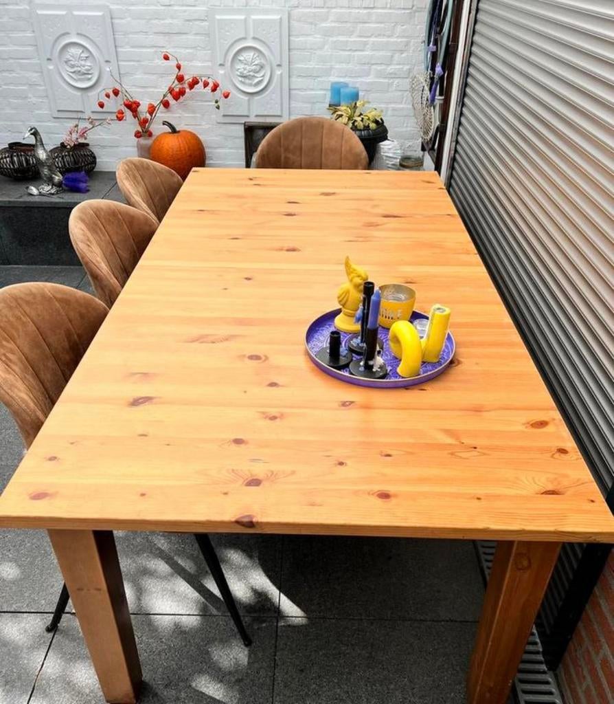 Grote massief houten uitschuifbare tafel, zeker 10 personen, Ophalen, Gebruikt, Stoer, Vijf personen of meer