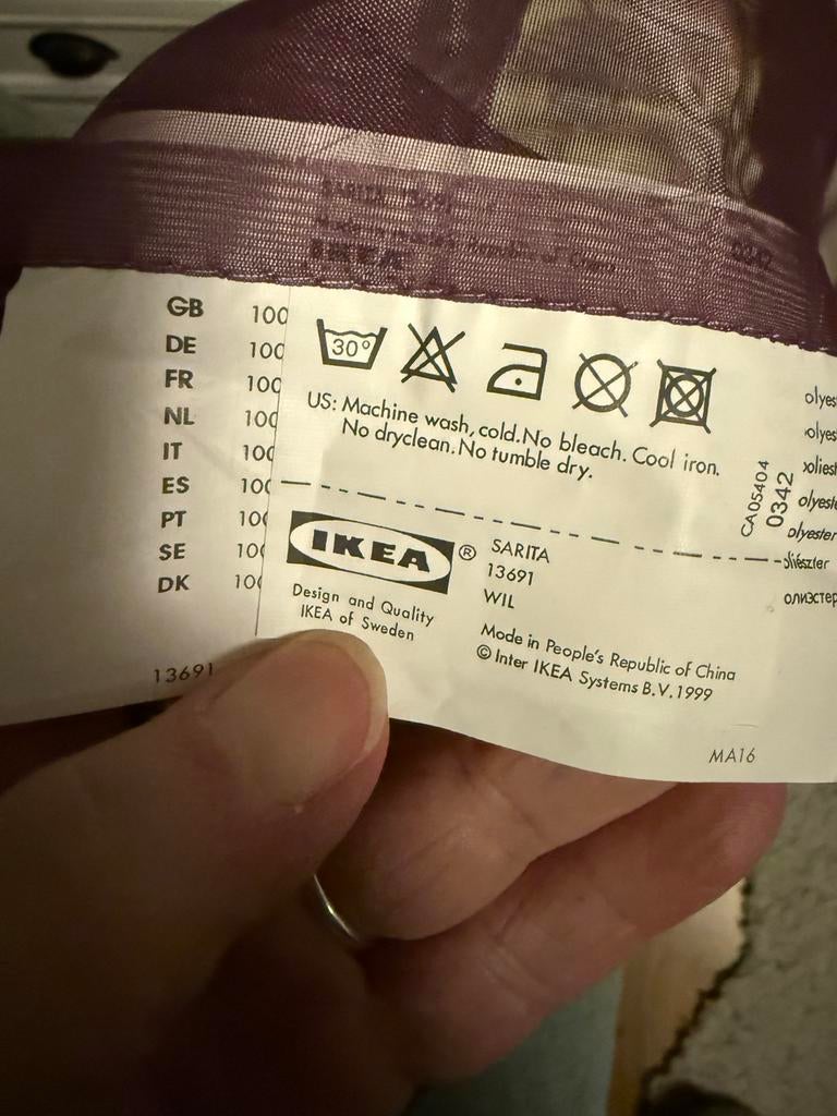 Ikea Sarita vitrage gordijnen aubergine, Huis en Inrichting, 200 cm of meer, Nieuw, Ophalen of Verzenden, Overige kleuren