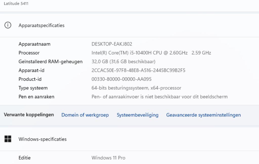 Dell Latitude 5411 , touchscreen , Core i5 10400H , 32 GB, Ophalen of Verzenden, Zo goed als nieuw, Dell, SSD
