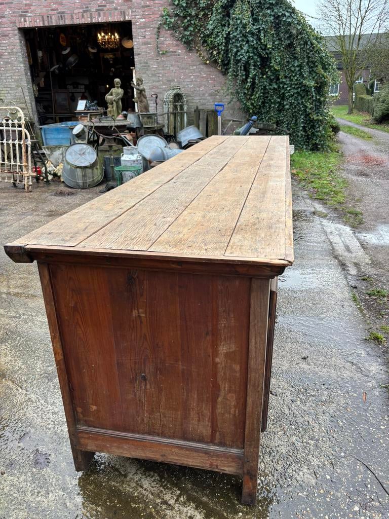 Oude toonbank of kookeiland met eiken blad of roomdivider, Ophalen