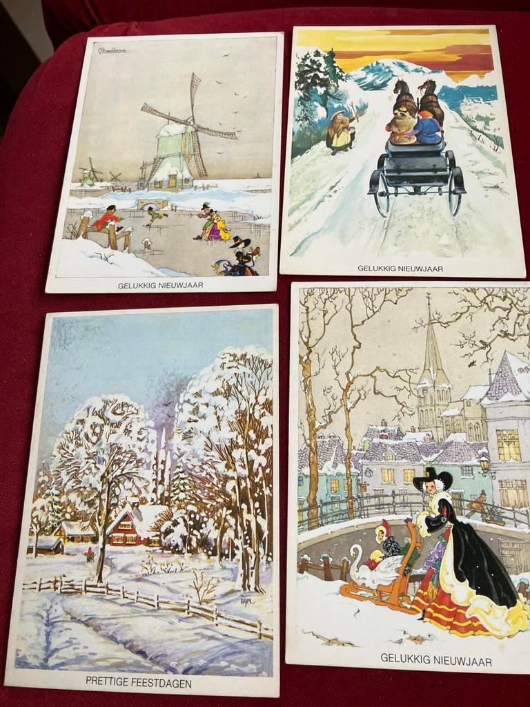 Oude nieuwjaarskaarten - diverse afbeeldingen, Ophalen of Verzenden, 1960 tot 1980, Ongelopen