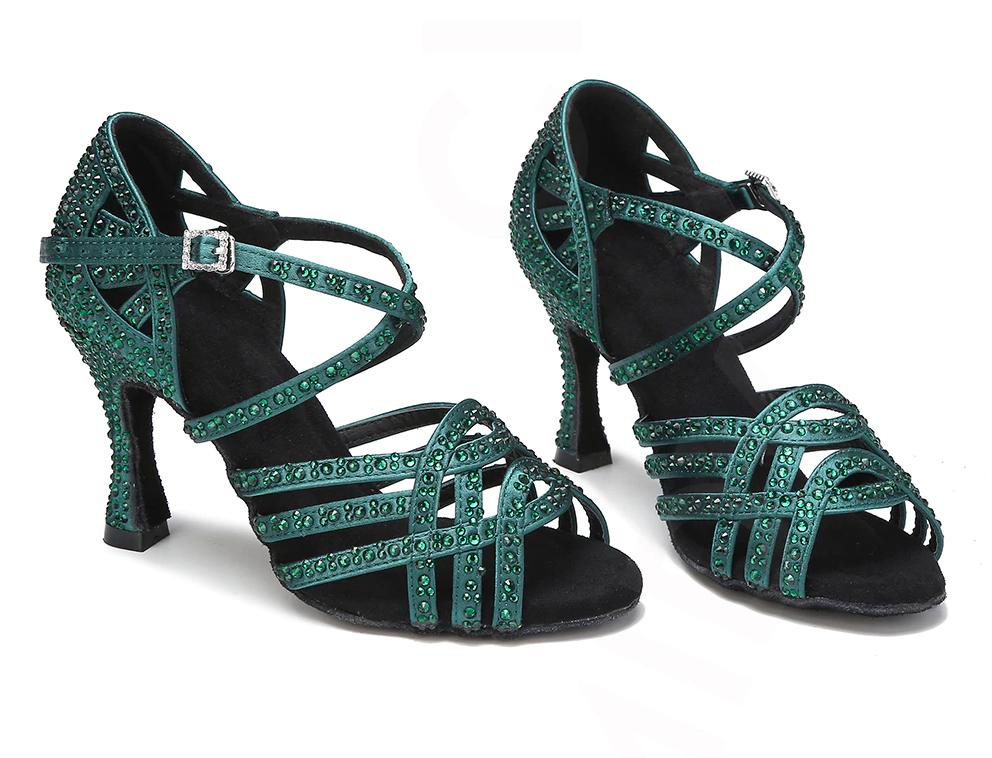 Groene latin glitter dans hakken salsa ballroom dansschoenen, Verzenden, Nieuw, Groen, Dansschoenen
