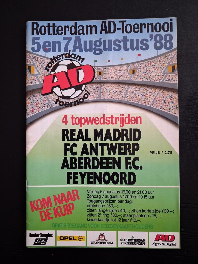 Programma AD toernooi Feyenoord 1988., Ophalen of Verzenden, Gebruikt, Feyenoord, Boek of Tijdschrift