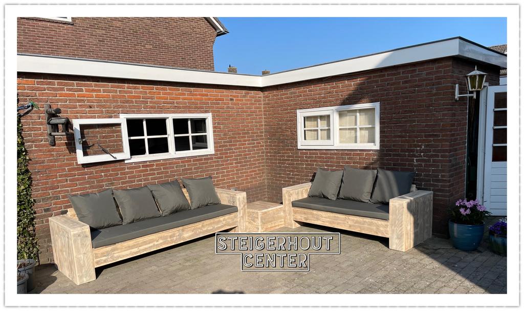 Steigerhout Loungebank Tuinset Terras Banken Tuin Meubelen, Tuin en Terras, Verzenden, Steigerhout, Nieuw, Eettafel