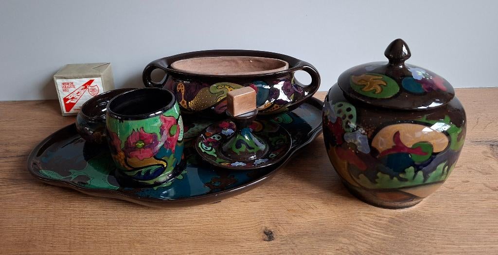 Antiek Rookset Gouda Holland Plateel Keramiek, Antiek en Kunst, Ophalen